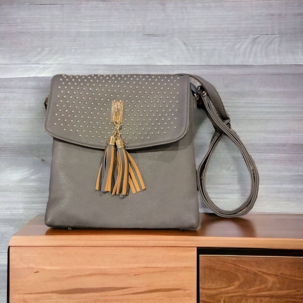 Risca Win Gray, and Gold Studded Purse 50 Percent Of All Bundles Of 3 Or More!